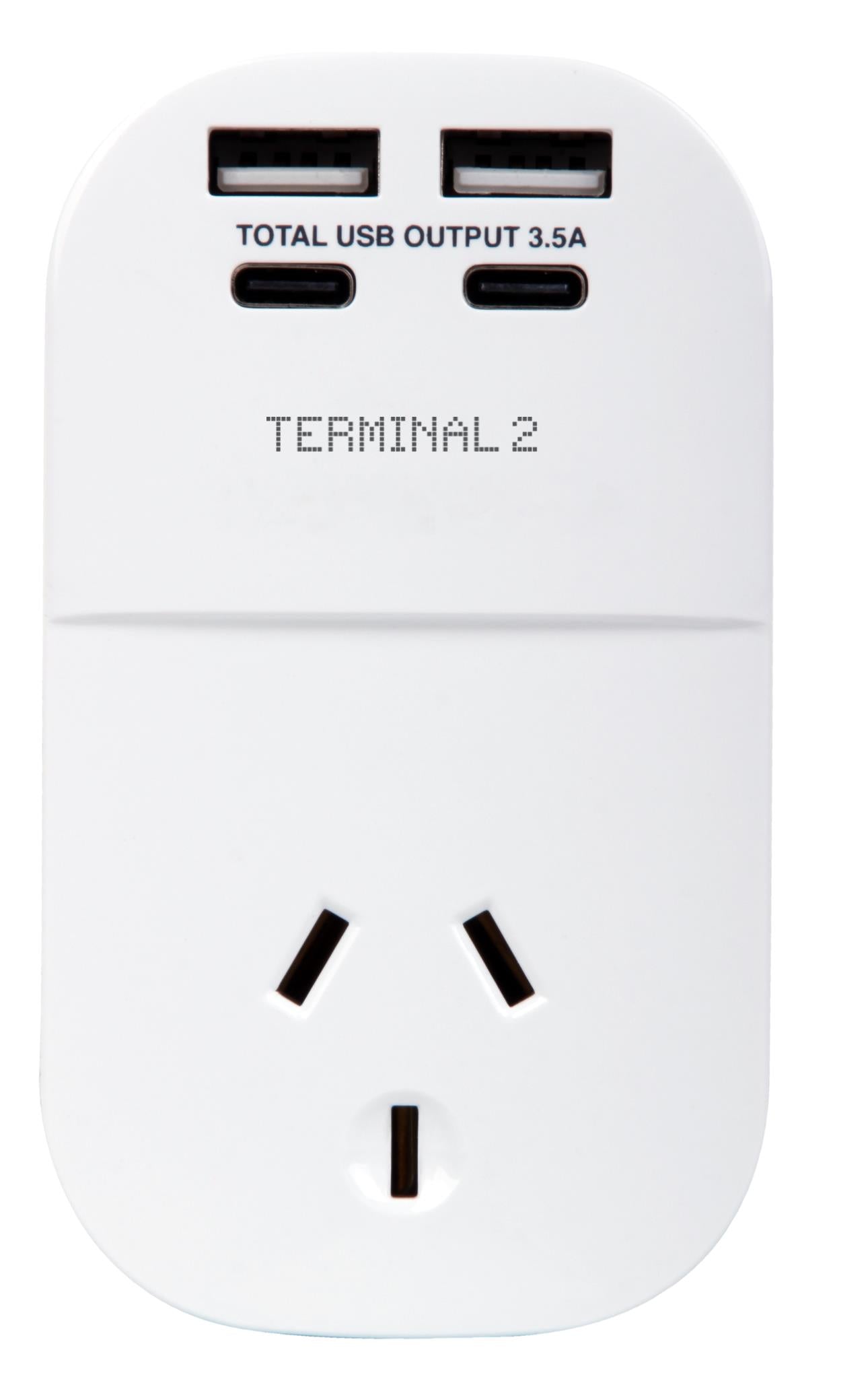 Terminal 2 Outbound Travel Adaptor with 4 USB Ports for America. Canada & More