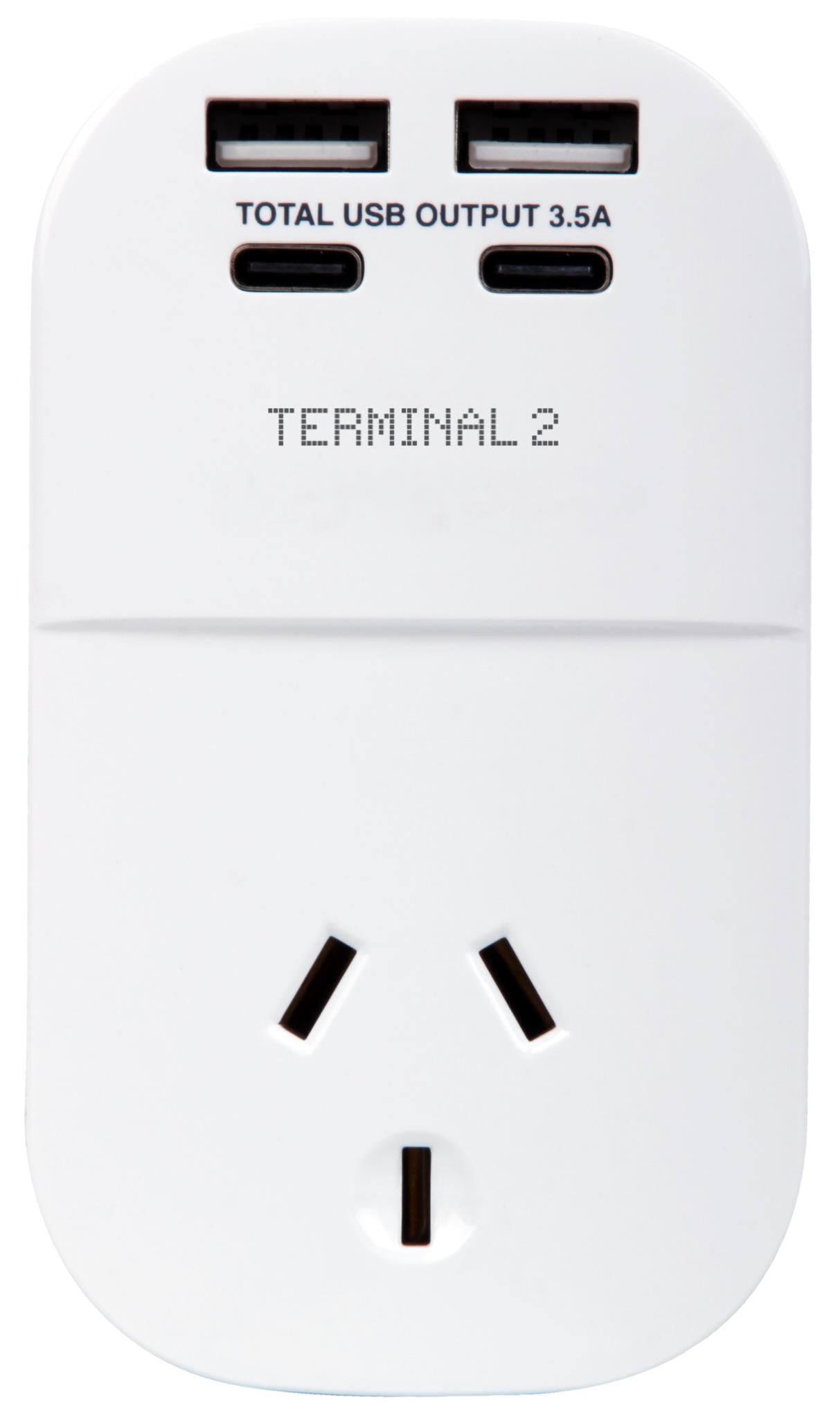 Terminal 2 Outbound Travel Adaptor with 4 USB Ports for UK. Ireland. Hong Kong & More V2
