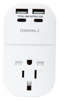 Terminal 2 Inbound Travel Adapter with 4 USB Ports from USA. Japan. UK. Hong Kong V2