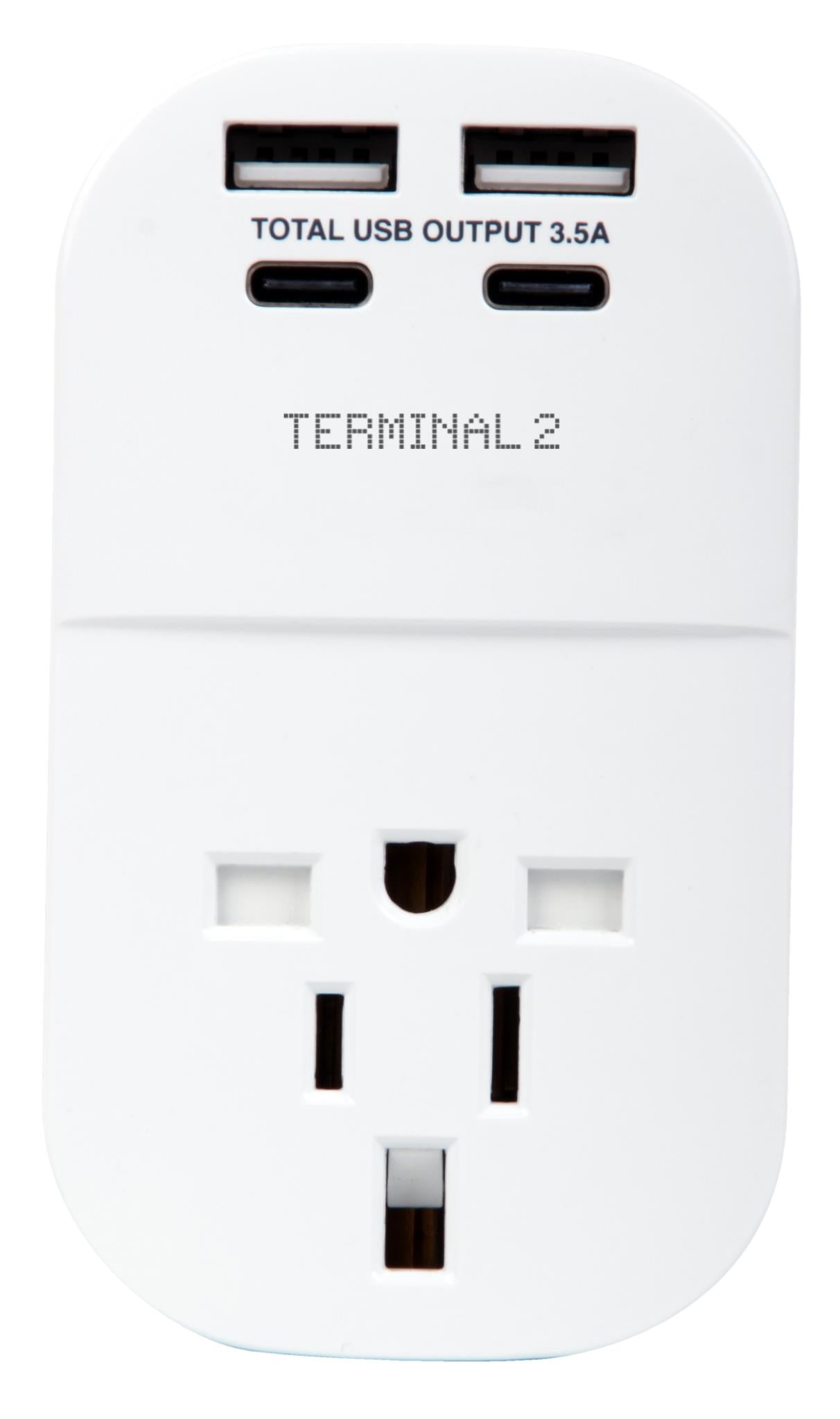 Terminal 2 Inbound Travel Adapter with 4 USB Ports from USA. Japan. UK. Hong Kong V2