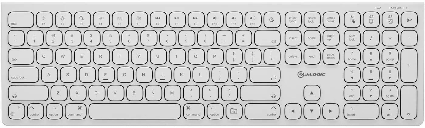 Alogic  Echelon USB-C Rechargeable Bluetooth Full Size Keyboard for Mac (White)