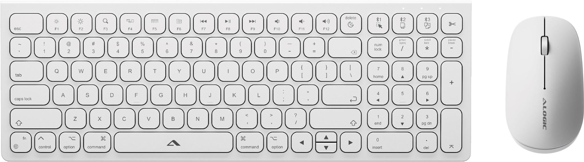 Alogic Echelon Compact USB-C Rechargeable Bluetooth Keyboard & Mouse for Mac (White)