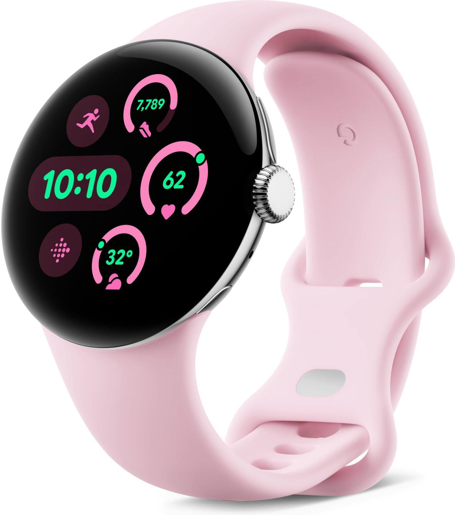 Google Pixel Watch 3 Wi-Fi 41mm ( Silver with Rose Quartz Active Band)