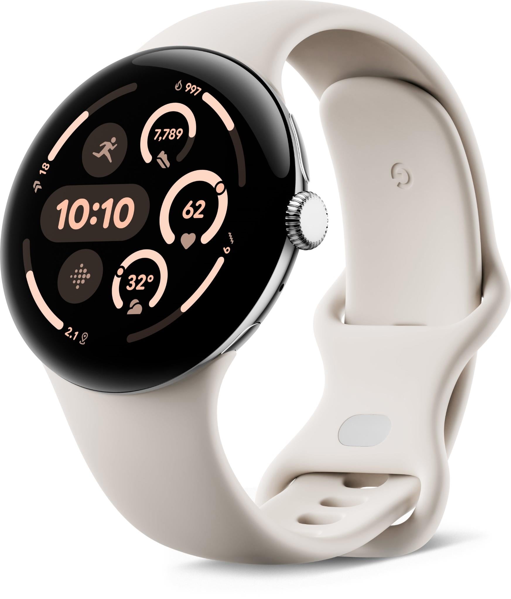 Google Pixel Watch 3 Wi-Fi 45mm (Silver with Porcelain Active Band)