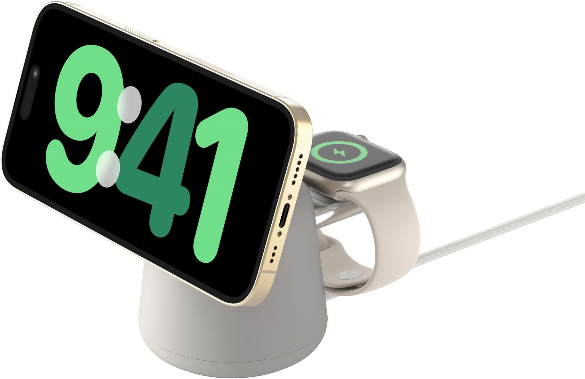 Belkin BoostCharge Pro 2-in-1 Wireless Charging Dock with Qi2 15W (Sand)