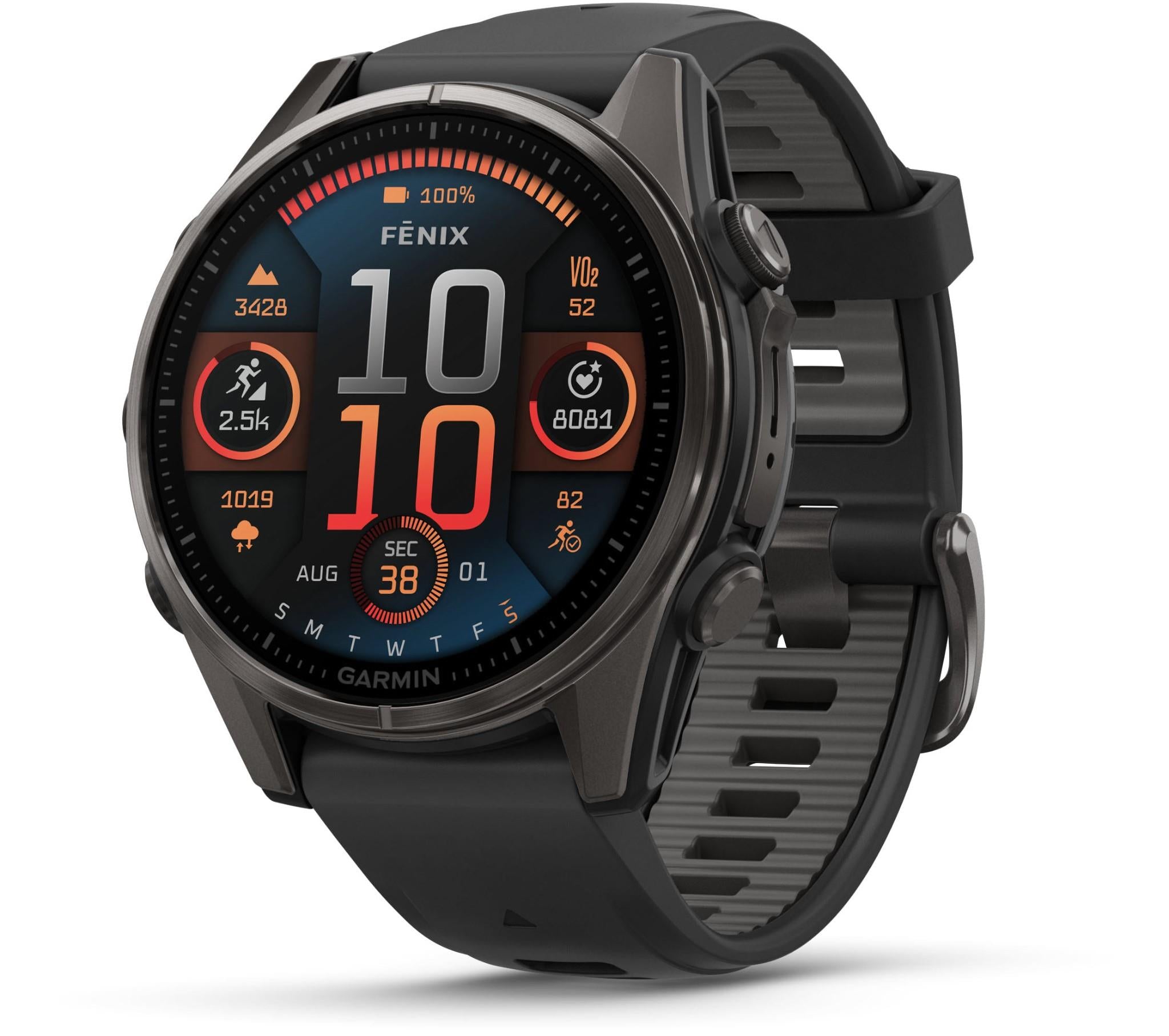 Garmin fenix® 8 43mm AMOLED Sapphire Edition Carbon Grey Titanium with Pebble Grey Band