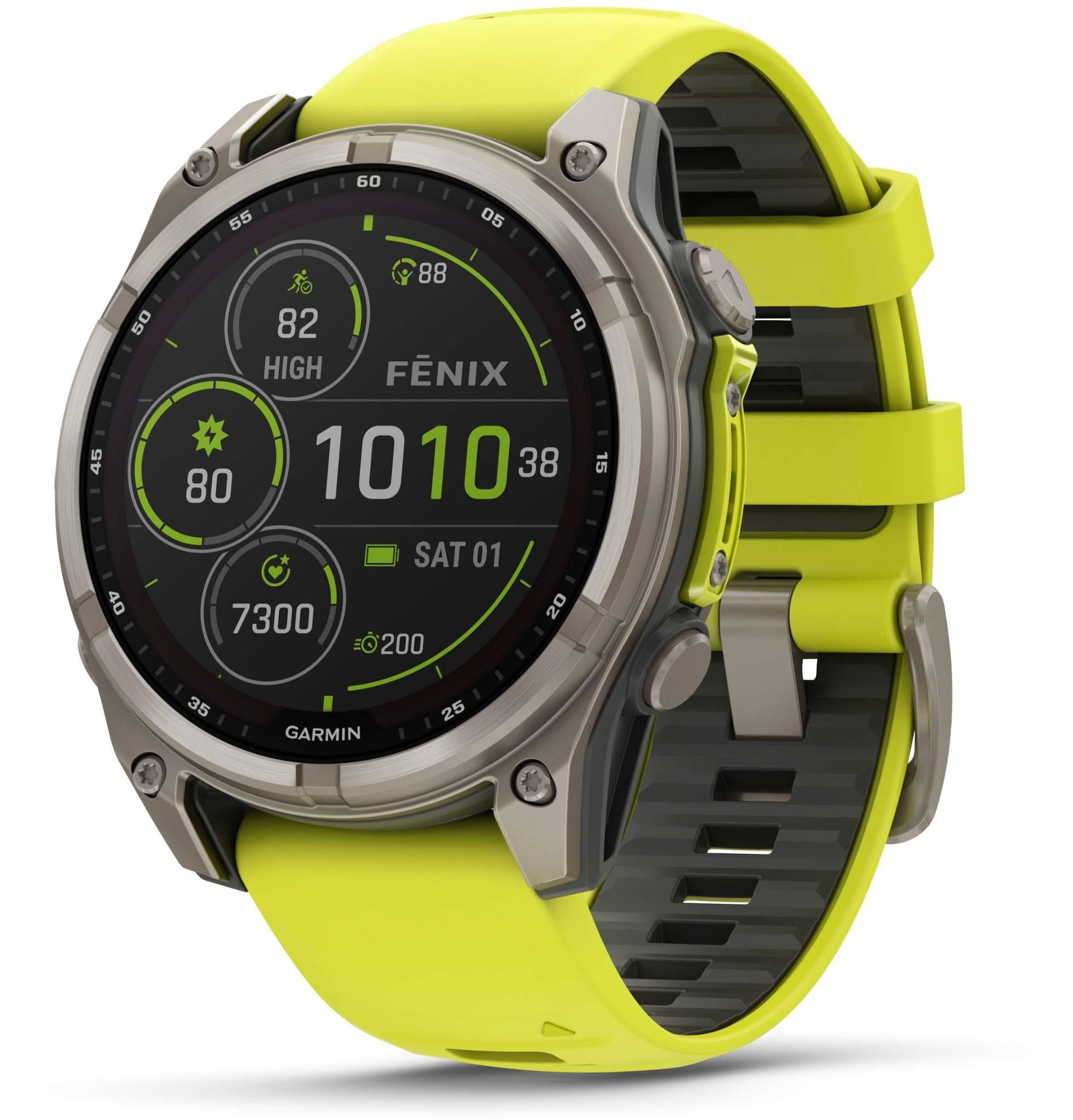 Garmin fenix® 8 47mm SOLAR Sapphire Edition Bare Titanium with Amp Yellow + Graphite Band