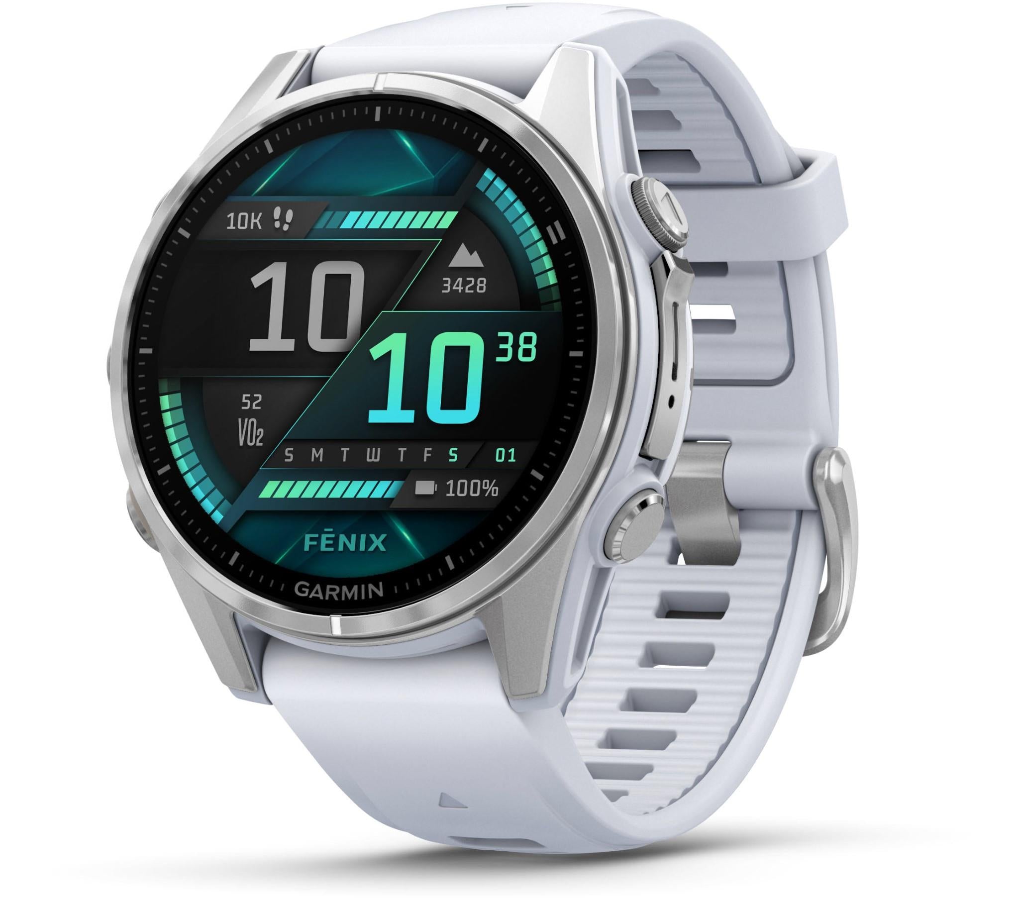 Garmin fenix® 8 43mm AMOLED Glass Bare Stainless Steel with Whitestone Band