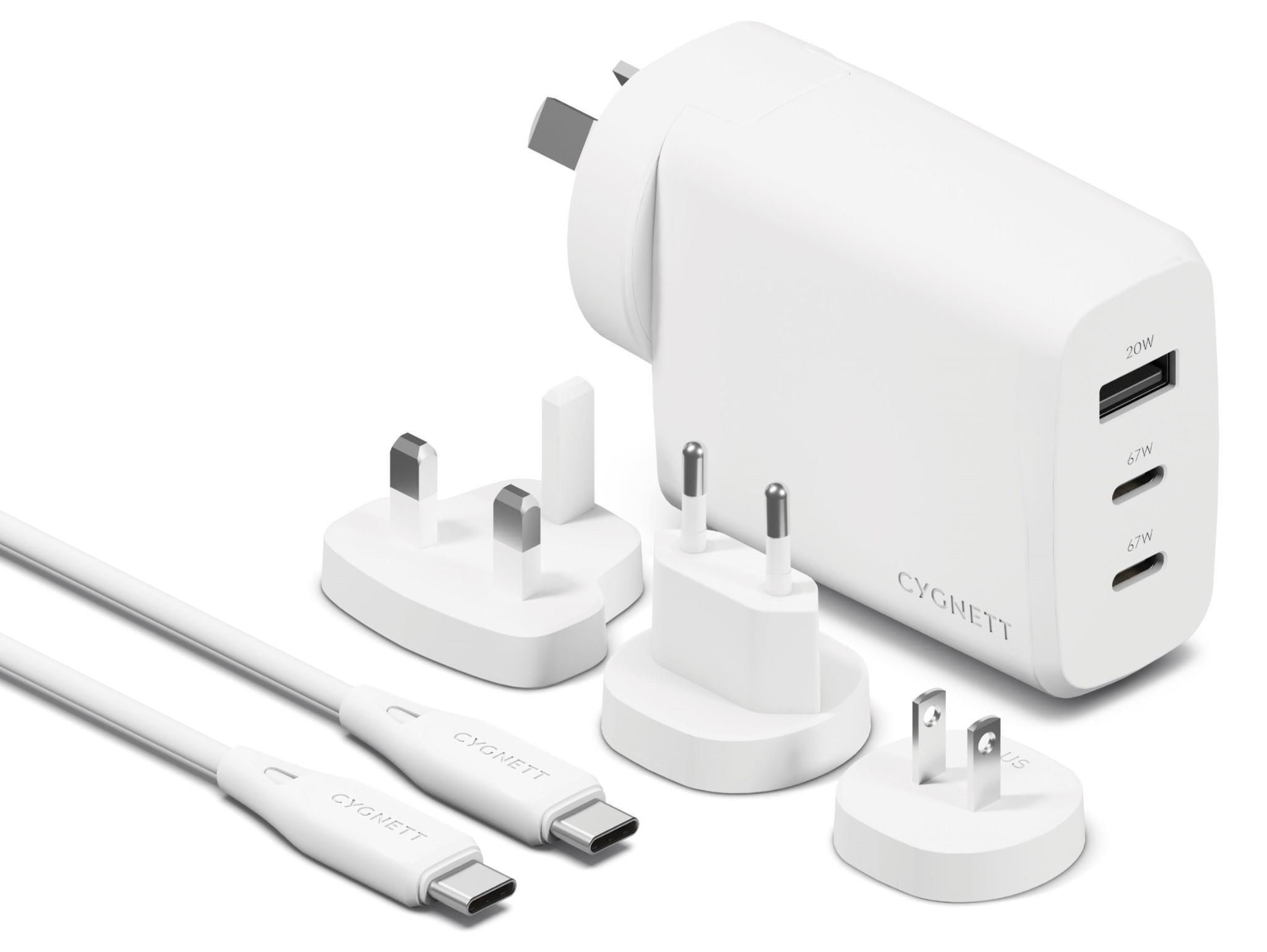 Cygnett Voyager 67w Multiport GaN Travel Wall Charger (White)