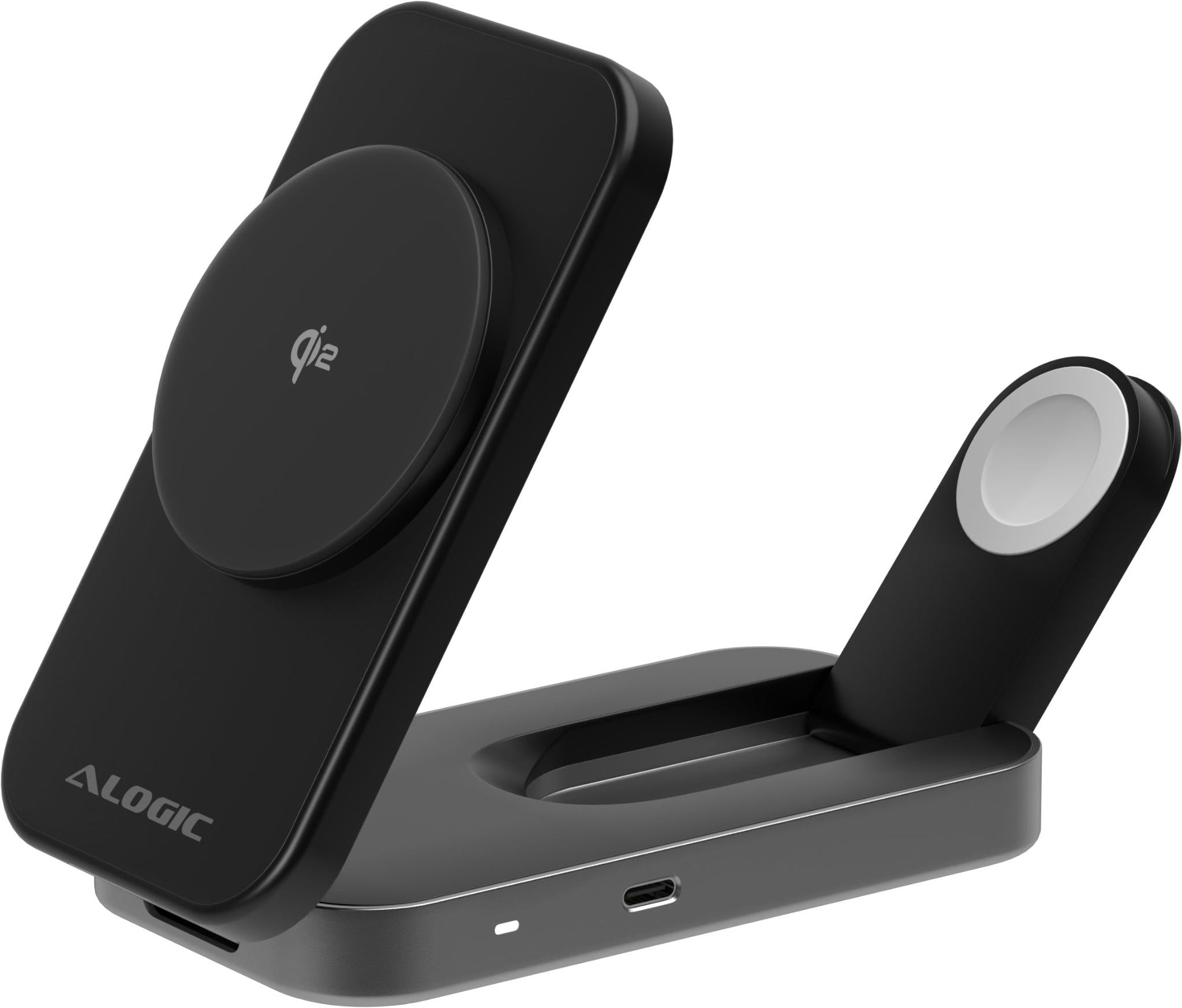 Alogic Flip 2-in-1 Qi2 Wireless Charging Stand (Black)