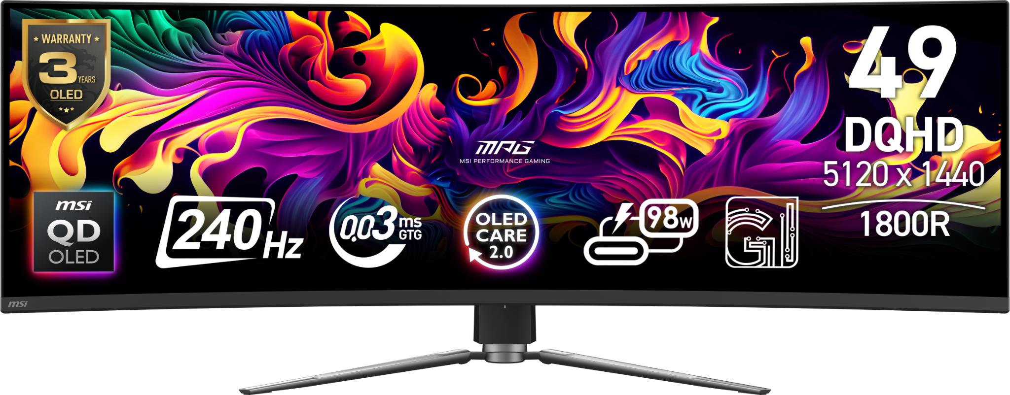 MSI MPG 491CQPX 49' DQHD 240Hz QD-OLED Curved Gaming Monitor