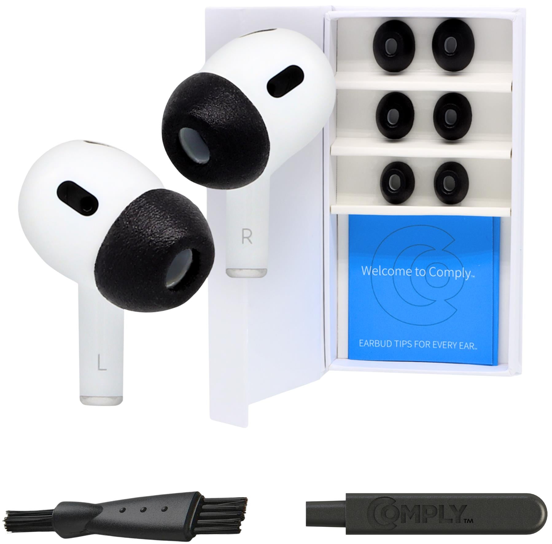 Comply Headphone Ear Tips for AirPods Pro 1 & 2 Gen (Black) [Large]