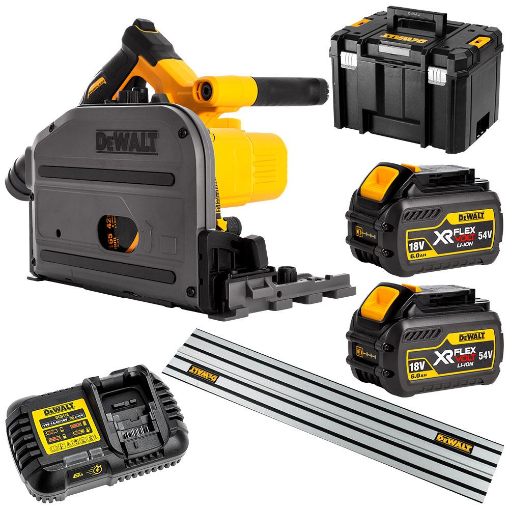 54v Xr Cordless Plunge Saw Kitted 2x Batt, Rail