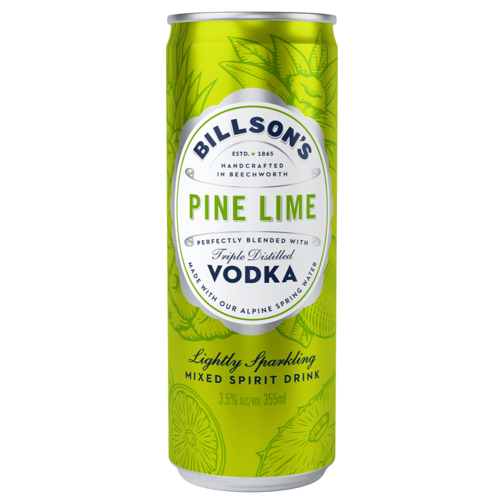 Billson's Vodka and Pine Lime 355 ml (Pack of 24)