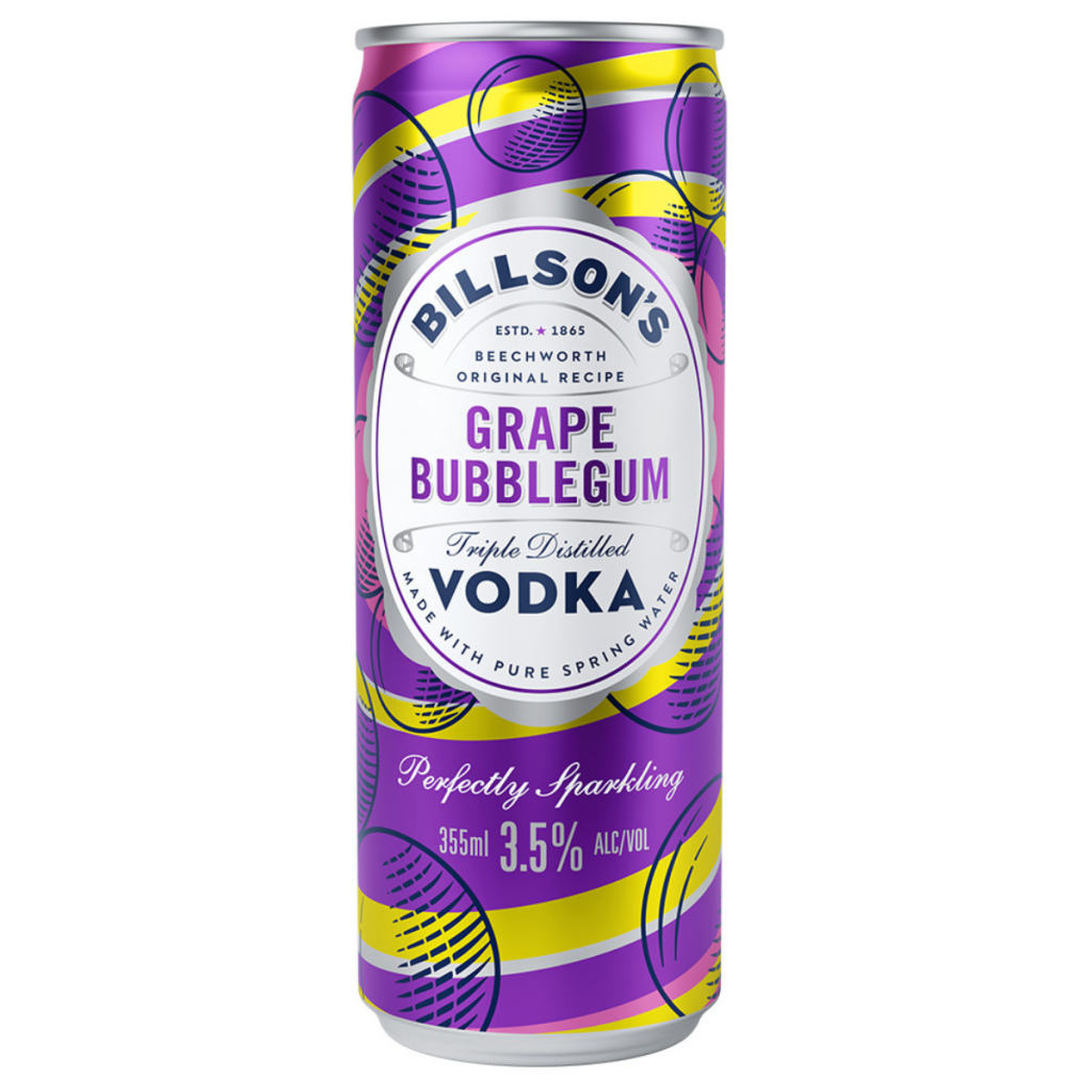 Billson's Vodka and Grape Bubblegum 355 ml (Pack of 24)