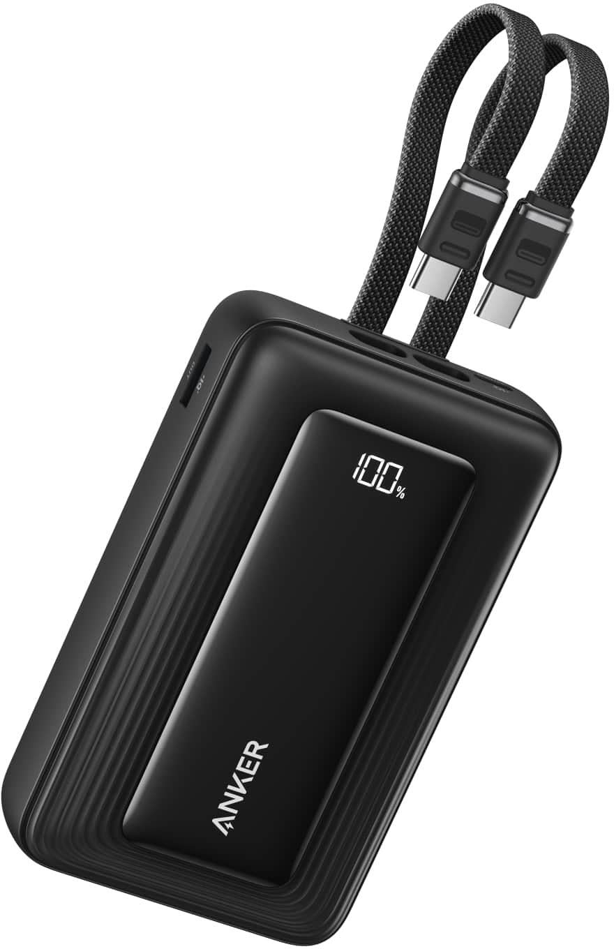 Anker Zolo 20k 45W Power Bank with Built-In Dual USB-C Cables (Black)