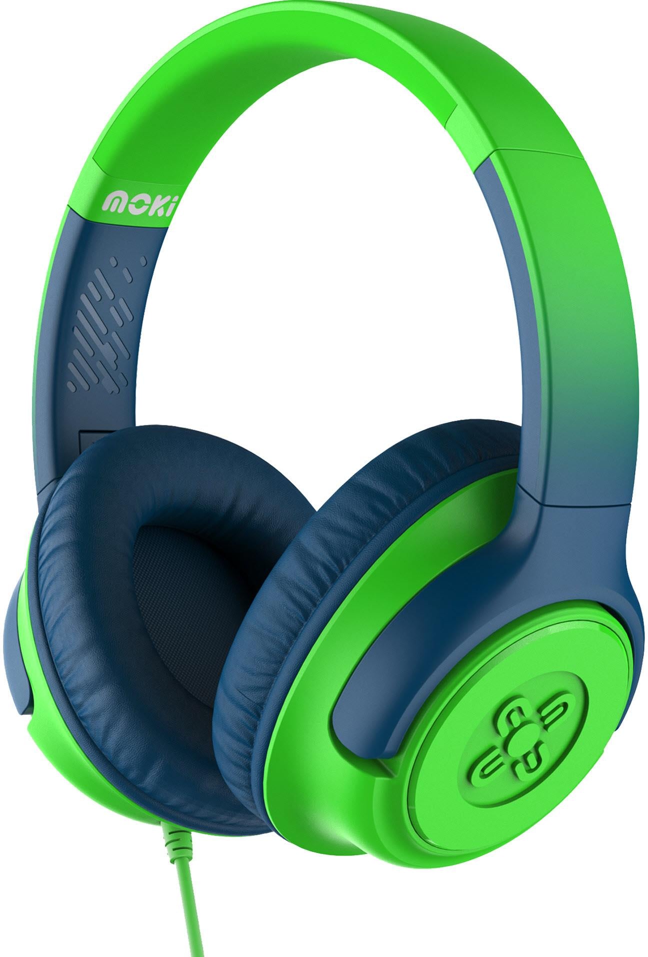 Moki Mixi Type-C Wired Volume Limited Kids Over-Ear Headphones (Green/Blue)