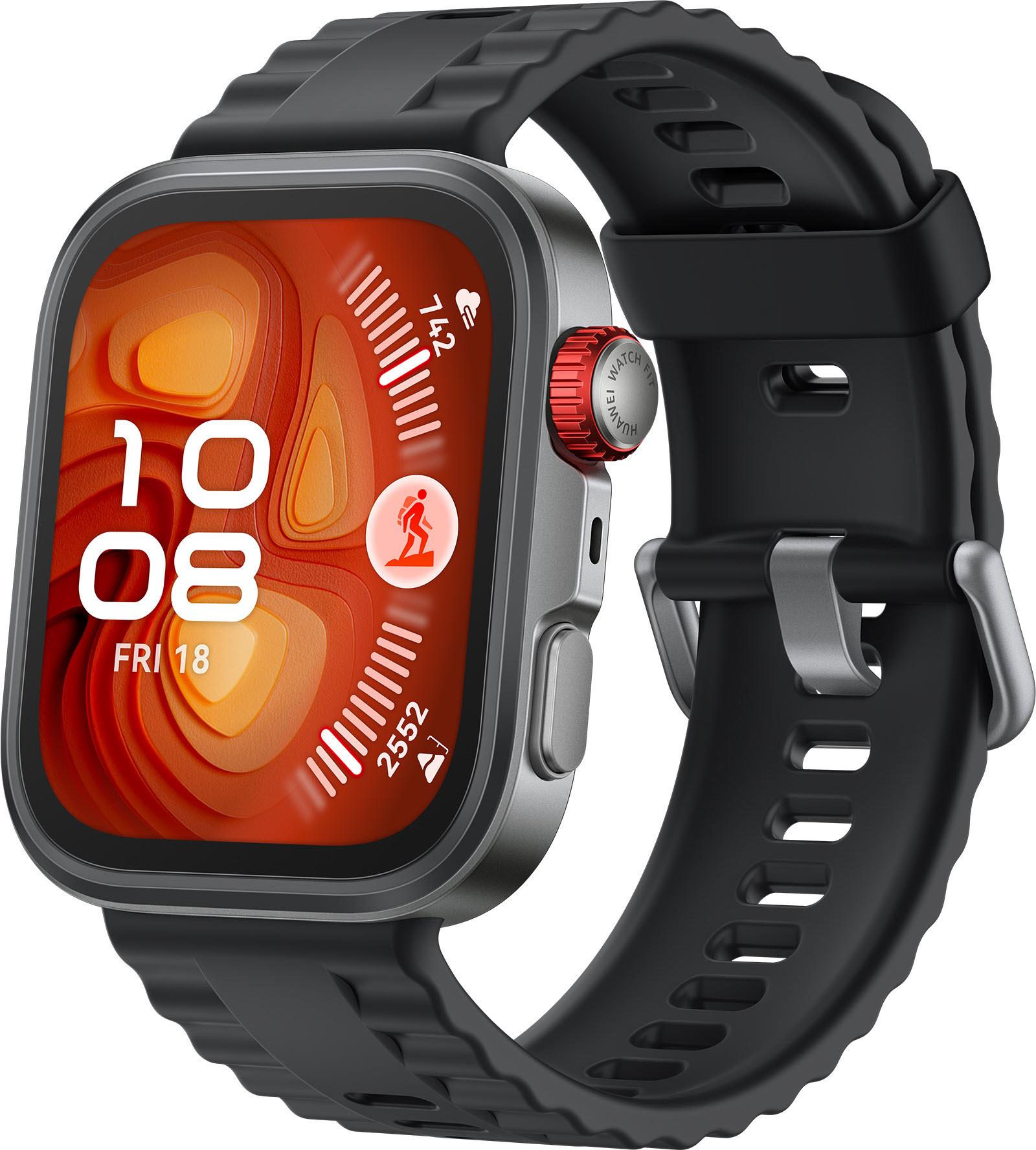 Huawei Fit 4 Pro Matt Black Aluminium Case Watch (Black Fluoroelastomer Sport Strap)