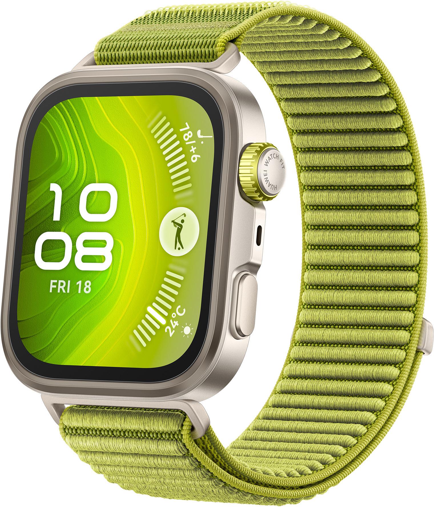 Huawei Fit 4 Pro Gold Aluminium Case Watch (Green Waven Sport Strap)
