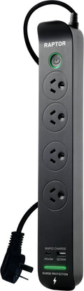 Jackson Raptor 4 Outlet Slimline 45W PD Surge Protected Powerboard