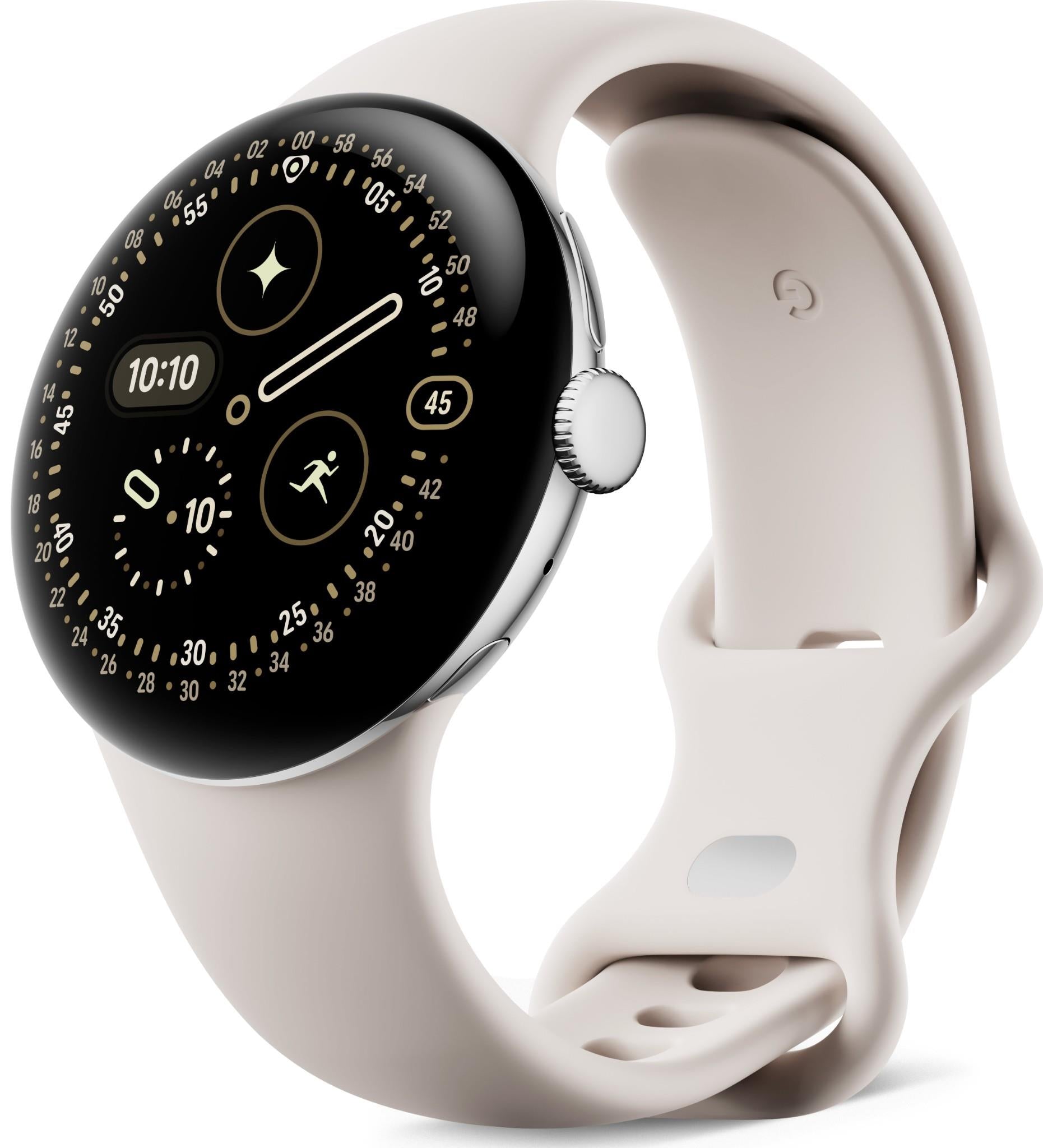 Google Pixel Watch 4 Wi-Fi 41mm (Polished Silver with Porcelain Active Band)