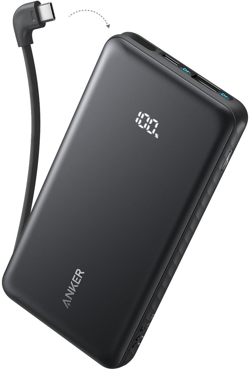 Anker 10K 22.5W Power Bank with Built-in USB-C Cable (Black)