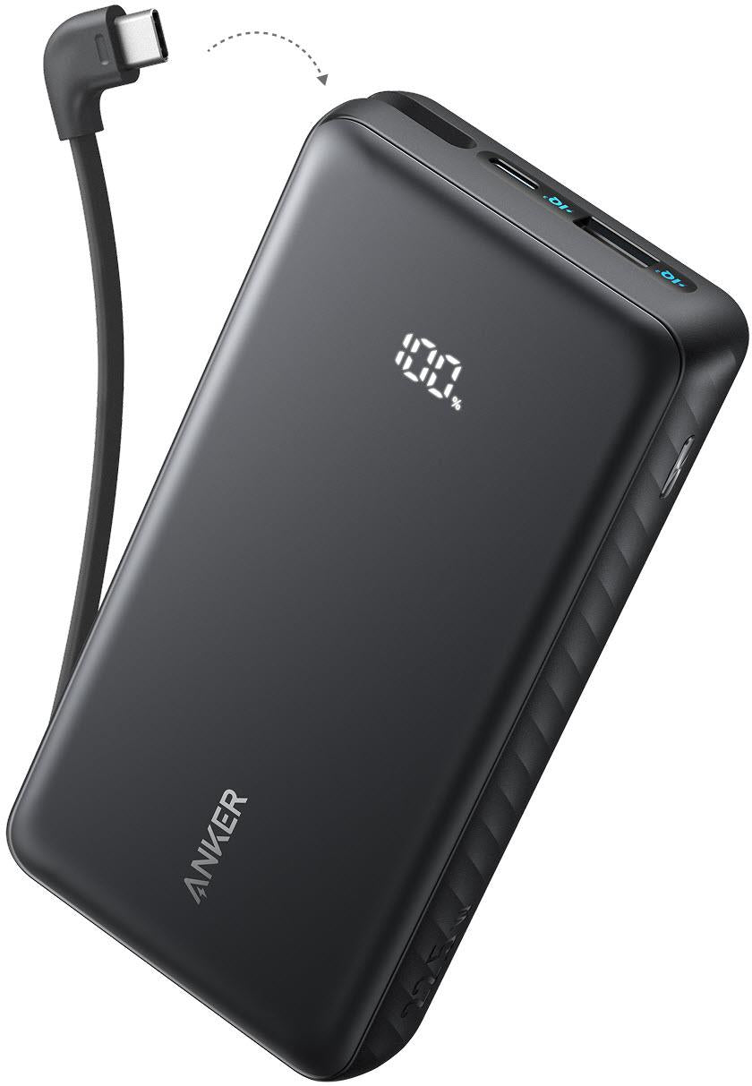 Anker 20K 22.5W Power Bank with Built-in USB-C Cable (Black)
