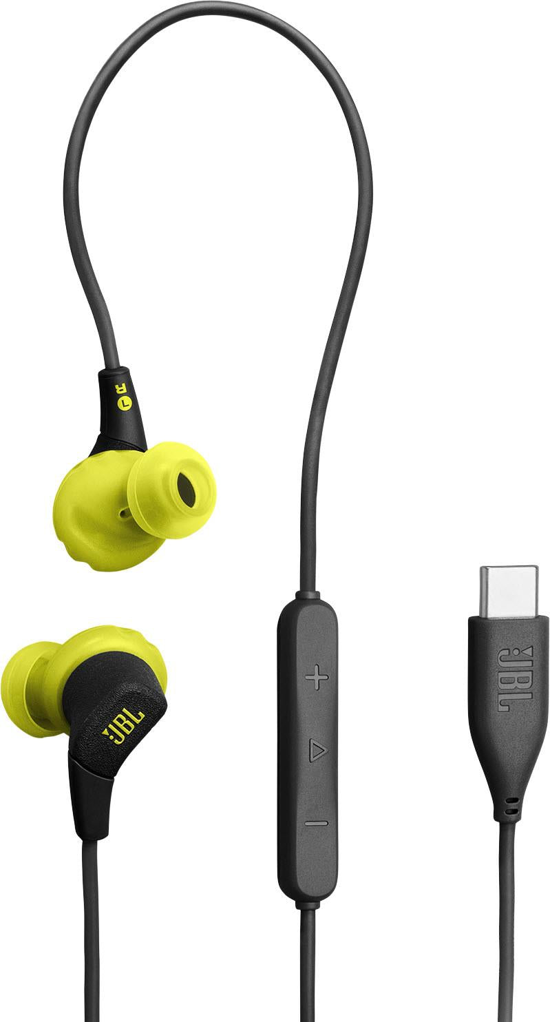 JBL Endurance Run 3 Waterproof Wired USB-C In-Ear Headphones (Black/Lime)