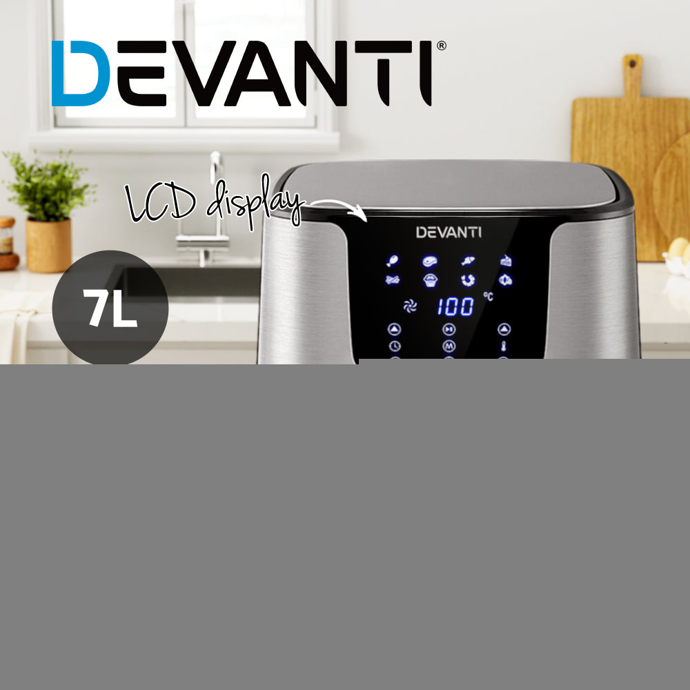 Devanti Air Fryer 7L LCD Fryers Stainless Steel