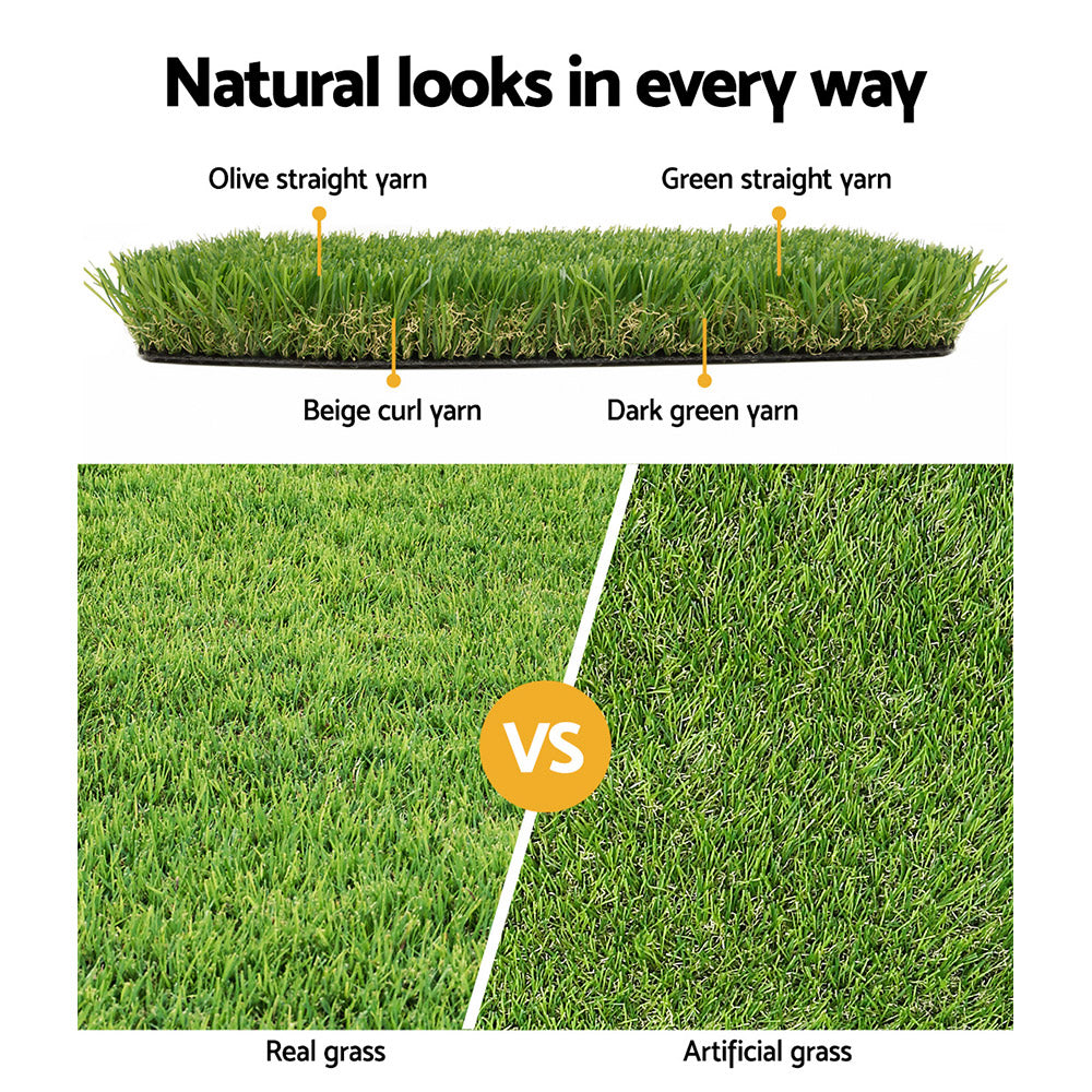 Prime Turf Artificial Grass 40mm 2mx5m Synthetic Fake Lawn Turf Plastic Plant 4-coloured