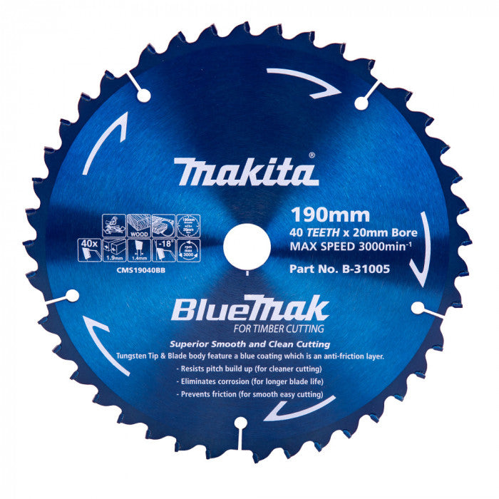 Makita BlueMak Saw Blade Wood TCT Wood 40T 190mm