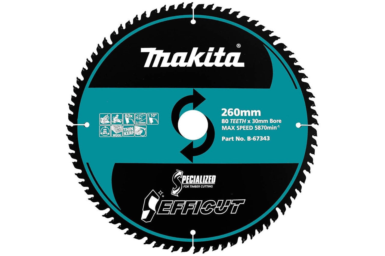 Makita Efficut Saw Blade Wood TCT 80T 260mm
