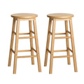 Artiss 2x Bar Stools Round Chairs Wooden Nature