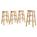 Artiss 4x Bar Stools Round Chairs Wooden Nature