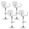 Artiss 4x Bar Stools Leather Gas Lift w/Armrest White