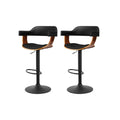 Artiss 2x Bar Stools Gas Lift Leather w/Armrest All Black