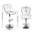 Artiss 2x Bar Stools Gas Lift Leather Seat White