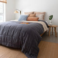 Linen Quilted Coverlet Charcoal