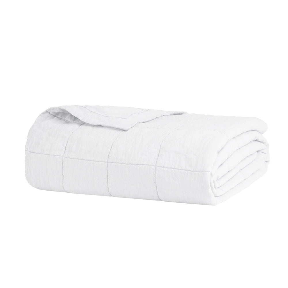 Linen Quilted Coverlet Ivory