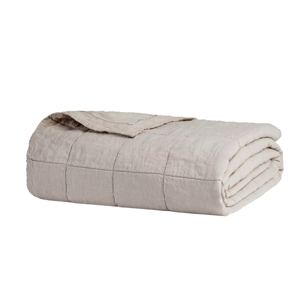 Linen Quilted Coverlet Pebble