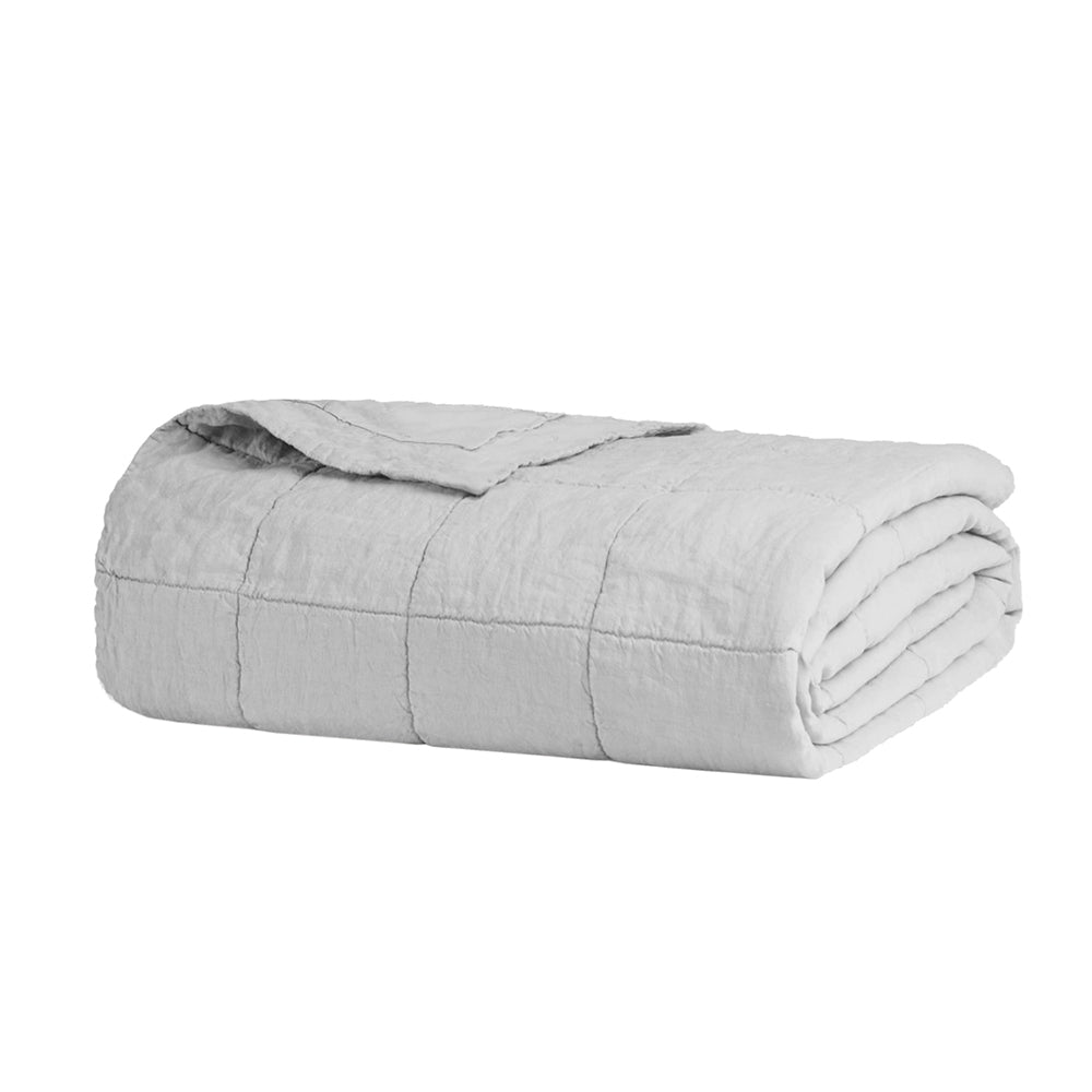 Linen Quilted Coverlet Silver