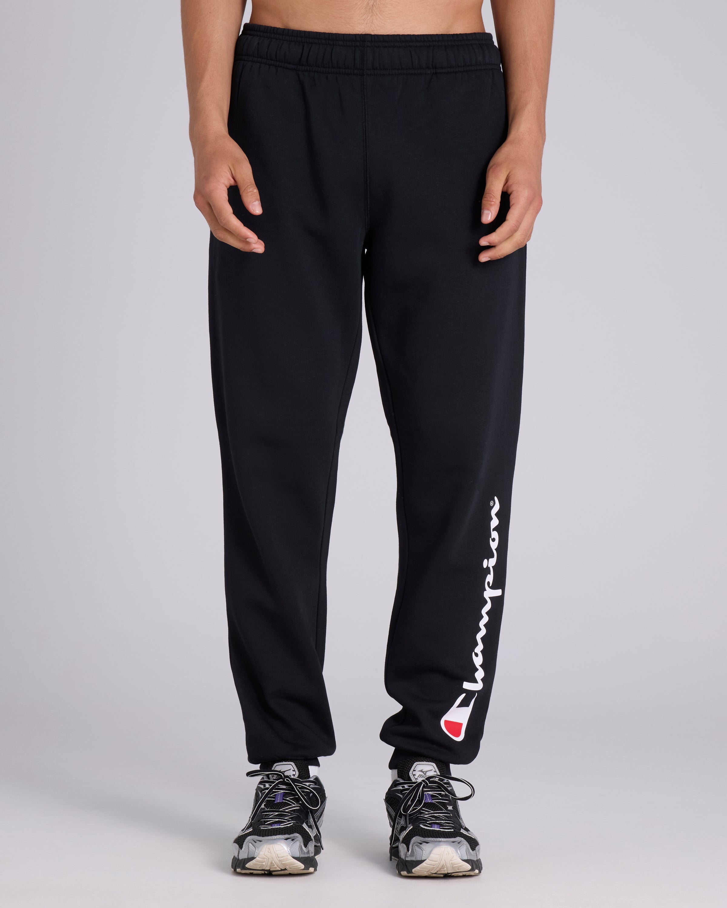 Champion Mens Leg Script Track Pant - Black - M