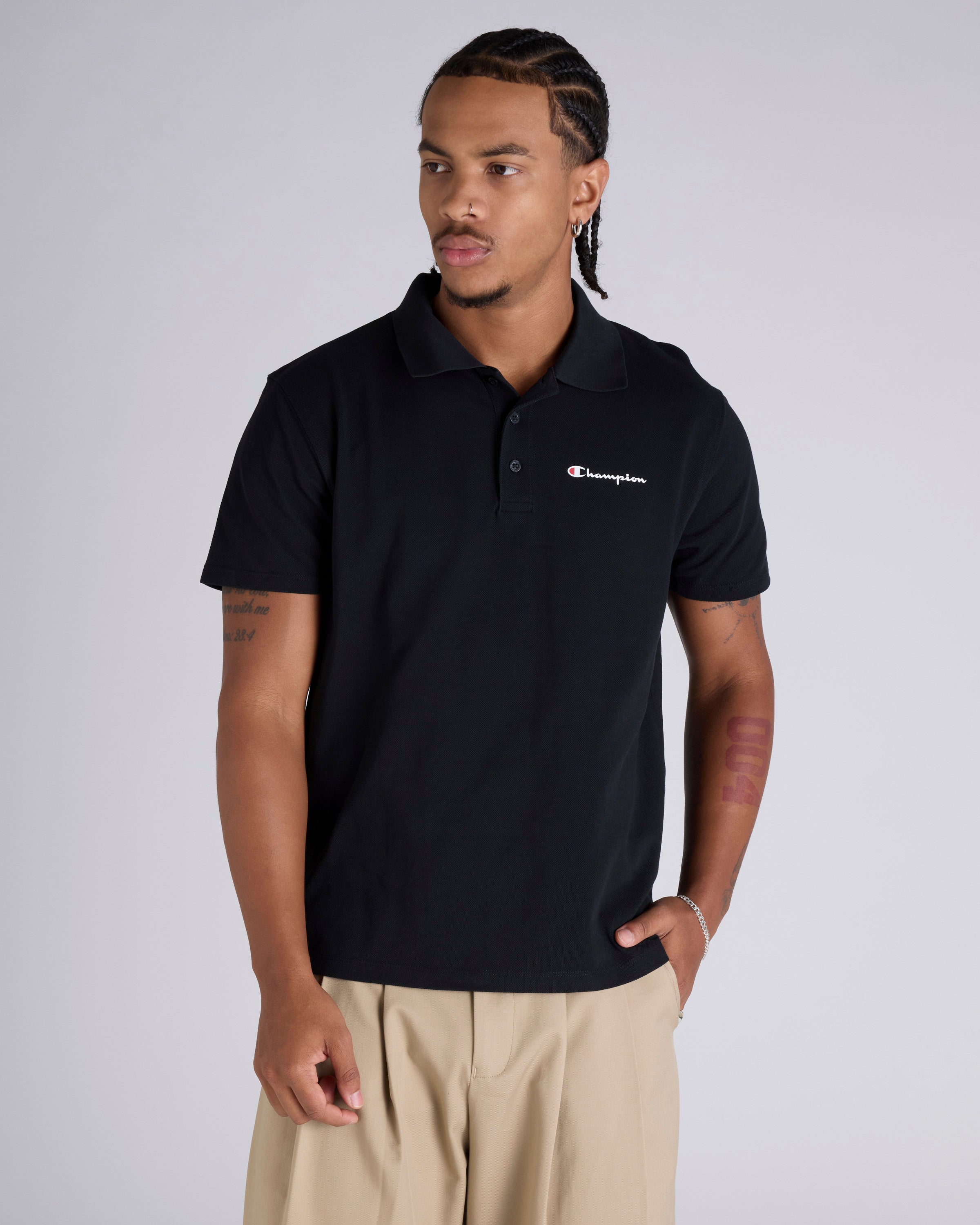Champion Mens Leg Script Polo Shirt - Black - M