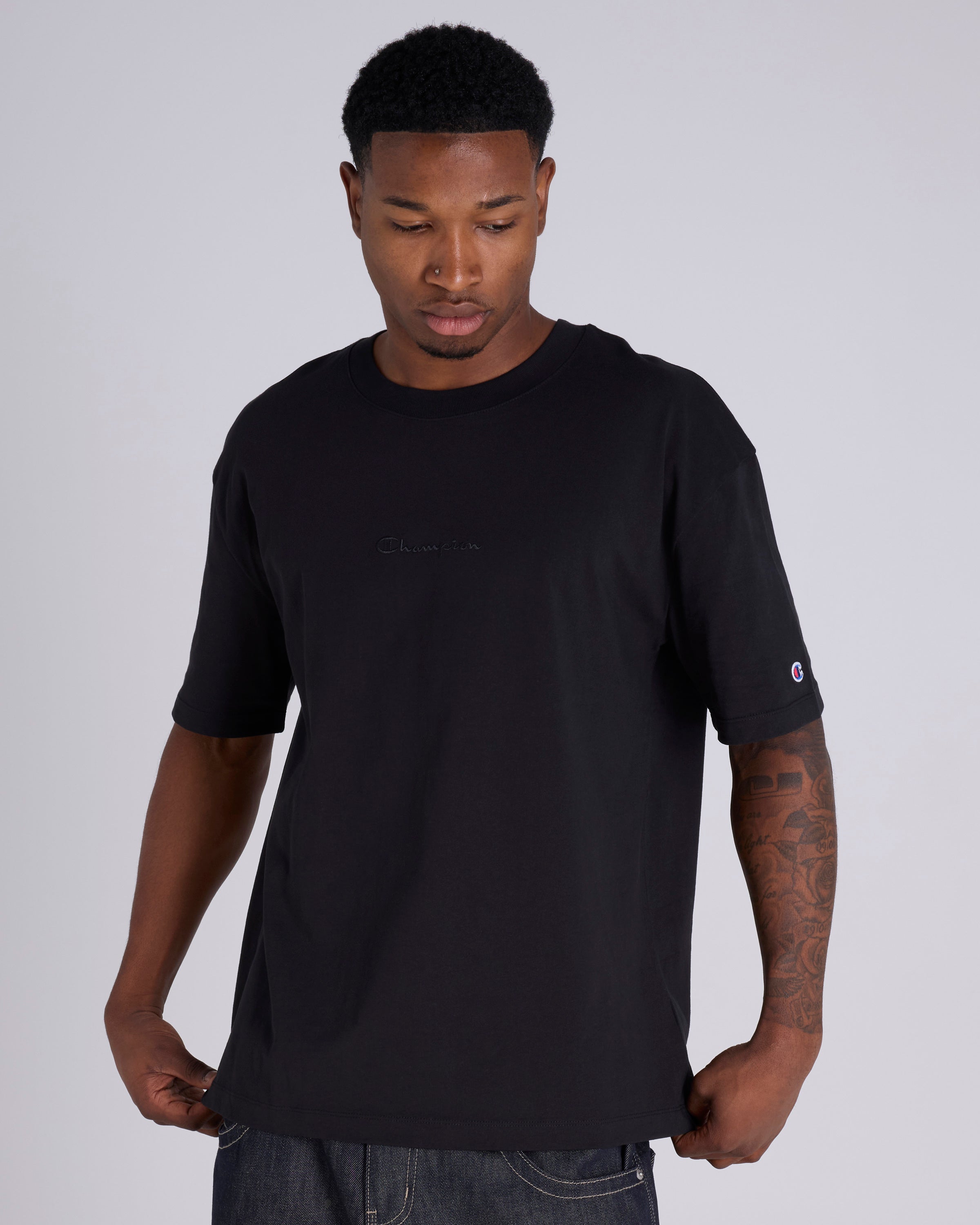 Champion Mens Hero Script T-Shirt - Black - M