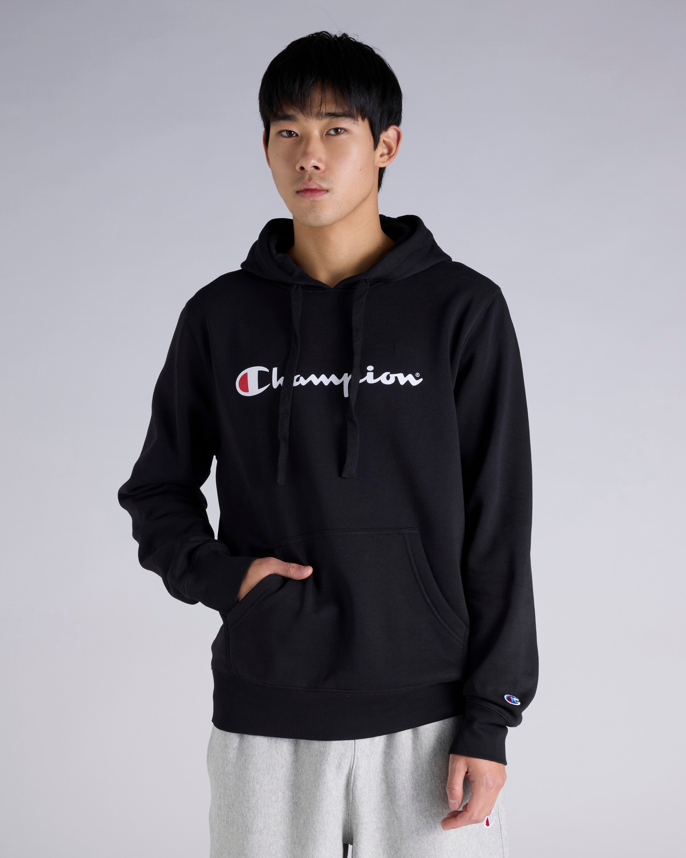Champion Mens Script Hoodie - Black - S