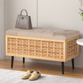 Artiss Storage Ottoman Blanket Box 80cm Weaved Velvet Pine