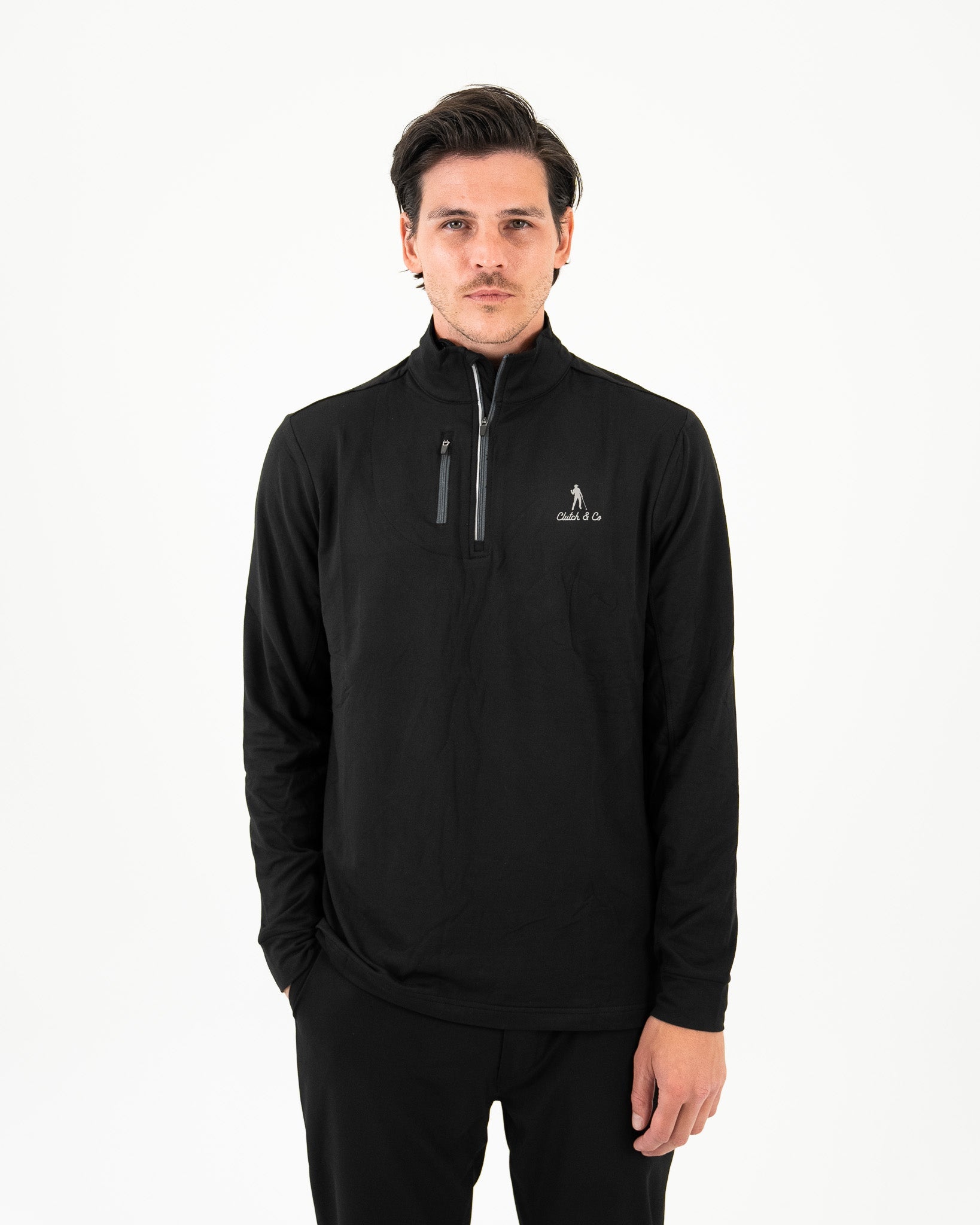 Clutch & Co 1/4 Zip Performance Top - L - BLACK