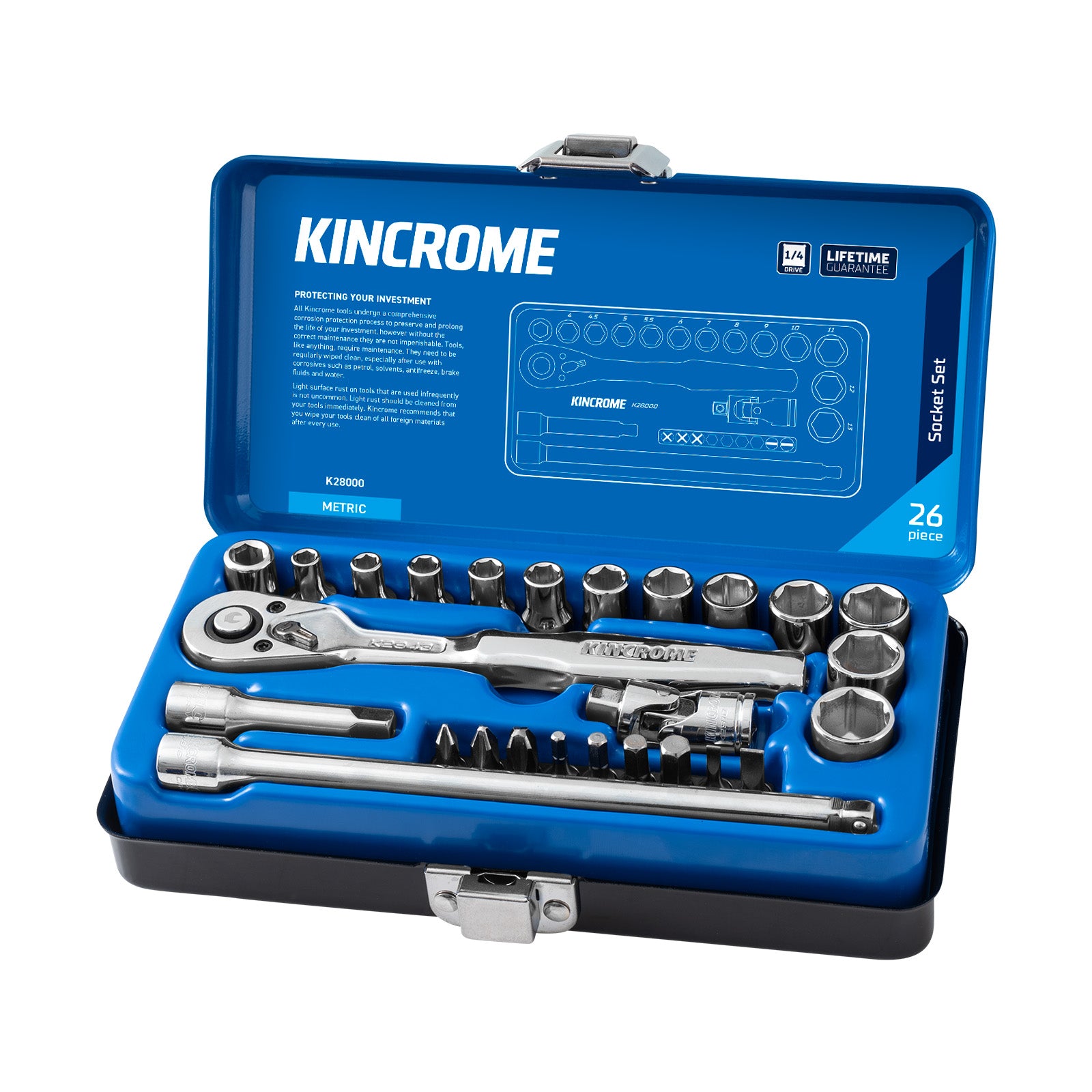 Kincrome Socket Set 1/4 Drive Metric 26 Piece