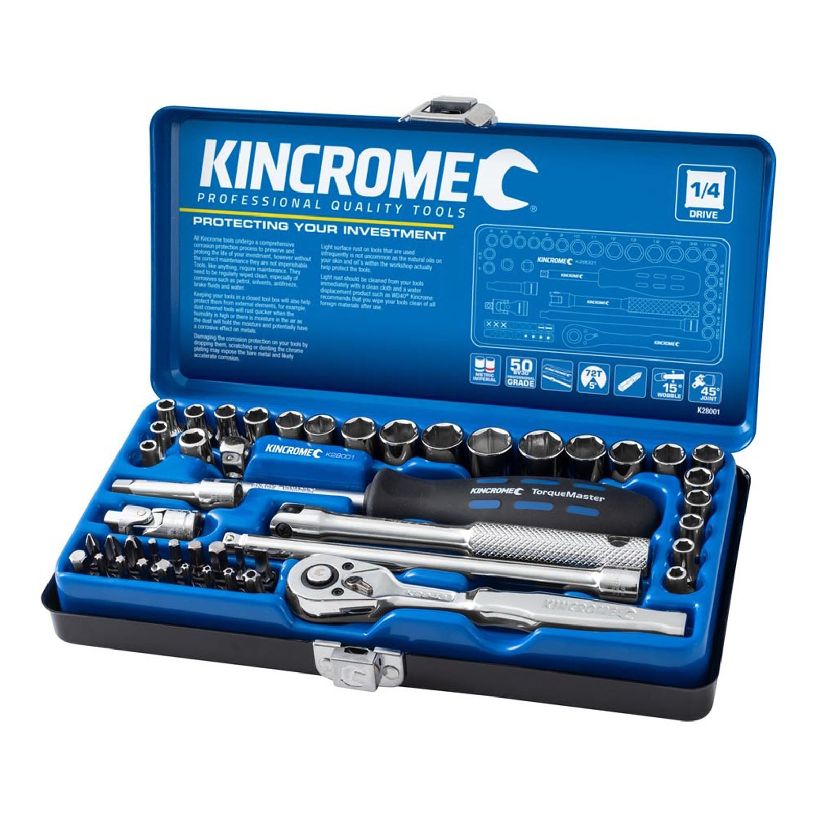 Kincrome Socket Set 1/4" Drv Metric/Imp 48 Pce