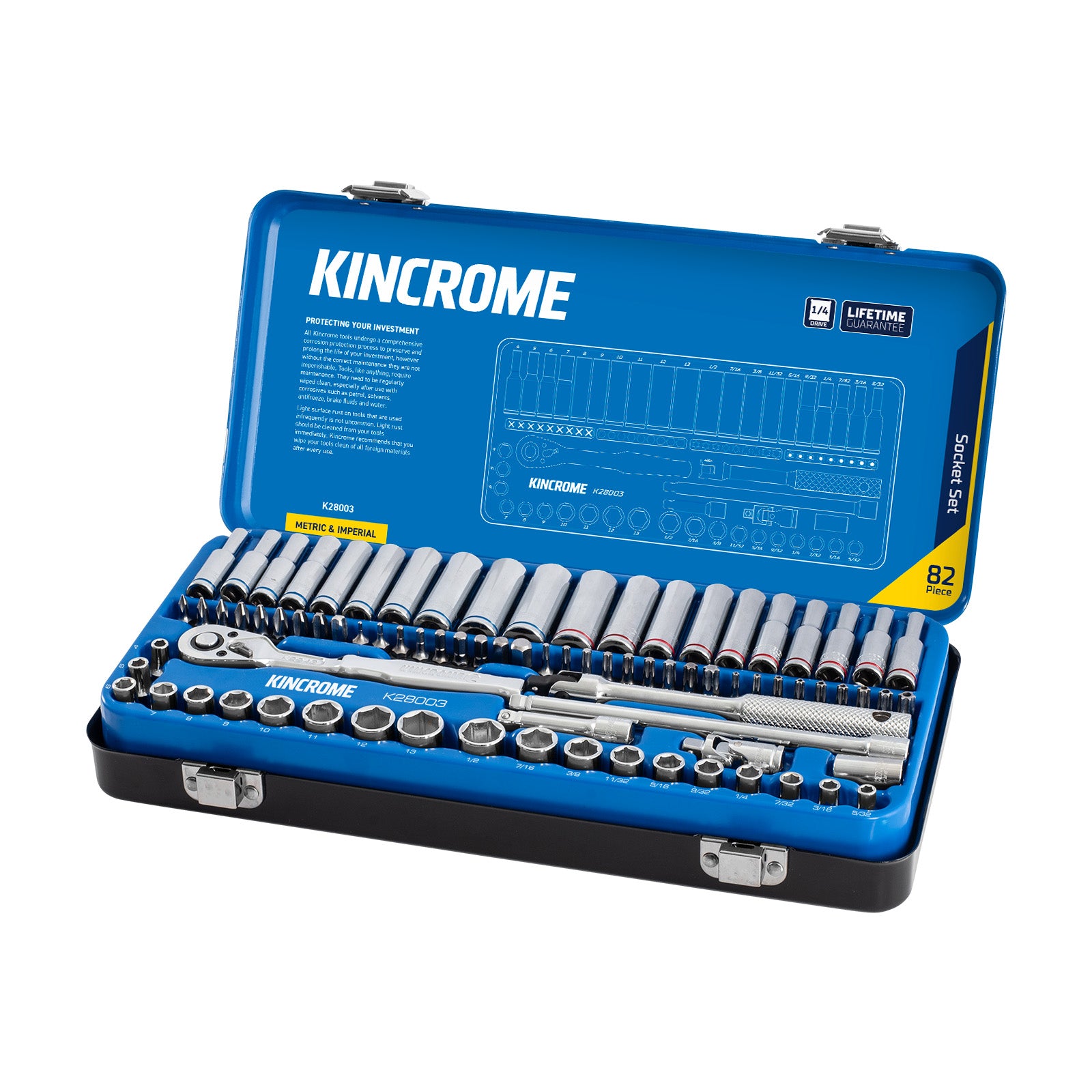 Kincrome Socket Set 1/4" Drv Metric/Imp 82 Piece